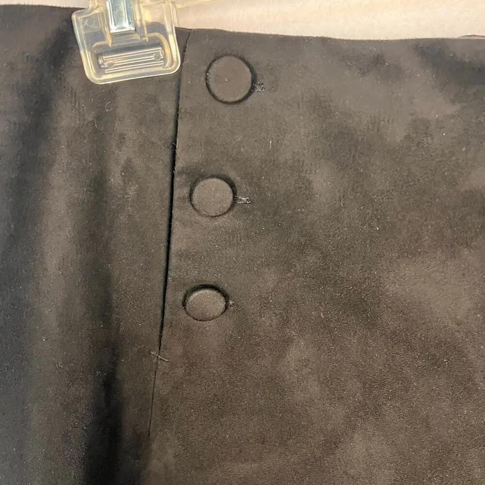 H&M Black Faux Suede Sailor Button Mini Skirt Size 10 EUC